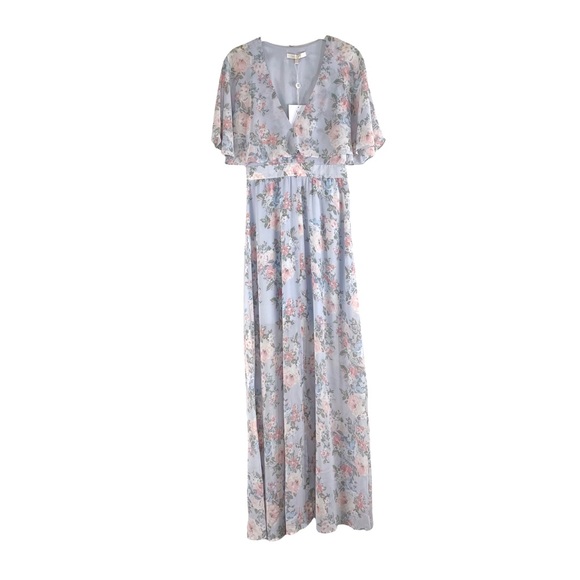 Wayf Dresses & Skirts - NEW Wayf Floral v neck cape sleeve maxi dress Sz XS